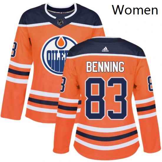 Womens Adidas Edmonton Oilers 83 Matt Benning Authentic Orange Home NHL Jersey